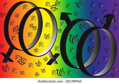 Rainbow symbol of same-sex relationships and free love