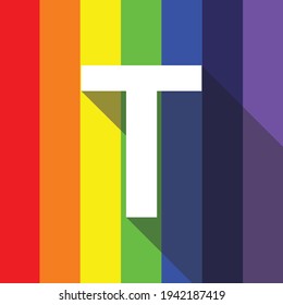 Rainbow 'T' alphabet letter logo icon. Modern line design. EPS 10.