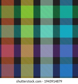 Rainbow Tartan Glen Plaid textured seamless pattern suitable for fashion textiles and graphics