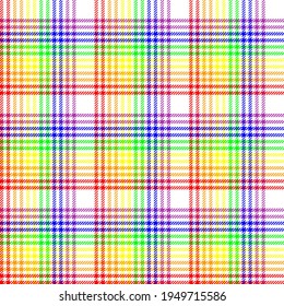 Rainbow tartan. Seamless vector multicoloured plaid pattern. Suitable for fashion, home decor and pride branding.