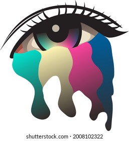 Rainbow tears clipart vector and icon