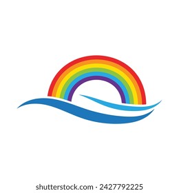 Diseño de ilustración vectorial de plantilla de arco iris