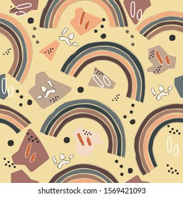 Rainbow. Terracotta Abstract Seamless Pattern. Modern Digital Design. Modern Fashion Scandinavian Style. Contemporary Colors and Design. Vector Illustration