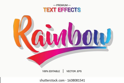 Rainbow Text Effect Vectors, Set Elegant Pink Purple Abstract Rainbow Text Effect, Rainbow Text Style Editable Font Effect 