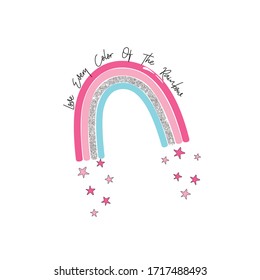 rainbow text line glitter tee illustration art vector