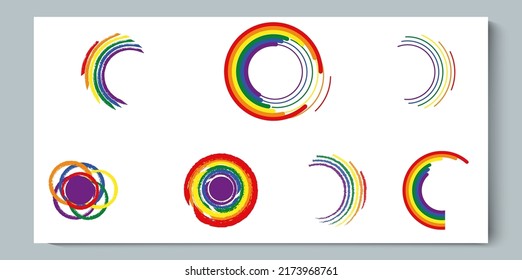 Rainbow Texture Semicircle and Circle Lgbt Symbol