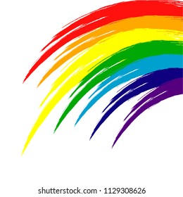 Rainbow texture, symbol of gay pride. Vector spectrum. Hand drawn paint strokes isolated on white background