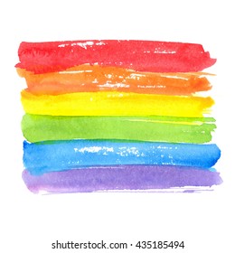 Textura do arco-íris, símbolo do orgulho gays. Espectro de aquarela vetorial. Pinturas desenhadas à mão isoladas no fundo branco