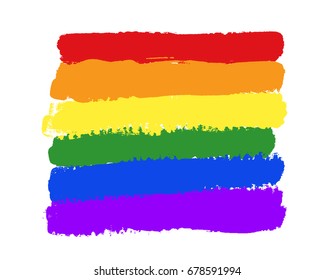 Rainbow texture, symbol of gay pride. Vector watercolor spectrum. Hand drawn paint strokes isolated on white background