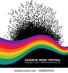 Rainbow themed music poster background template.  Great for wall poster, flyer or ad