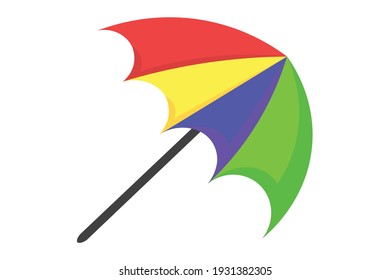 Rainbow Themed Umbrella Vector Illustration