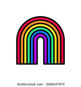 Icono de línea delgada arcoiris, símbolo LGBTQ+. Ilustración vectorial moderna.