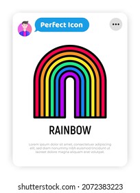 Rainbow thin line icon, LGBTQ+ symbol. Modern vector illustration.