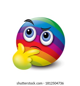 Rainbow Thinking emoticon question face emoji  vector illustration