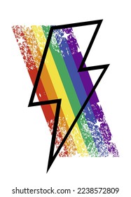 rainbow thunder t-shirt design. gay pride thunderbolt.