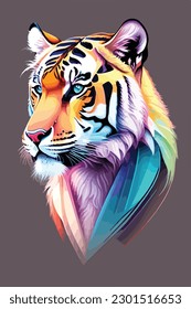 a rainbow tiger blurry colorful collage creative gradient vector illustration