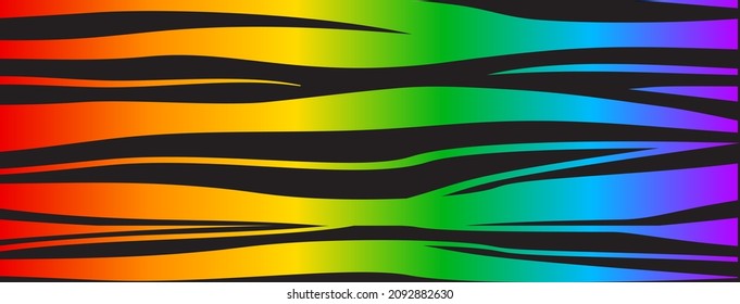 Rainbow tiger print, abstract vector background, animal skin colorful pattern, lgbt flag. Bright illustration