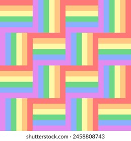 Rainbow tile seamless pattern, stripes, square pattern, pride month theme for using as background or printing