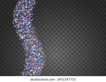 Rainbow Tinsel. Falling Banner. Light Concept. Unicorn Effect. Blue Glare Confetti. Transparent Serpentine. Disco Surprise Illustration. Modern Poster. Purple Rainbow Tinsel