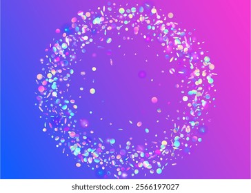 Rainbow Tinsel. Iridescent Background. Cristal Design. Laser Texture. Purple 3d Confetti. Carnival Paper. Modern Poster. Disco Abstract Template. Blue Rainbow Tinsel