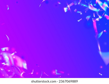 Rainbow Tinsel. Pink Retro Texture. Shiny Colorful Decoration. Unicorn Foil. Laser Element. Holiday Art. Transparent Glare. Carnival Confetti. Violet Rainbow Tinsel