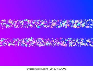 Rainbow Tinsel. Purple Disco Glitter. Hologram Effect. Cristal Dust. Glare Concept. Modern Design. Happy Colourful Template. Carnival Sparkle. Blue Rainbow Tinsel