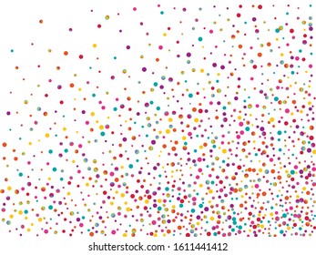 Rainbow Top Dust Invitation. Color Effect Circle Design. Flying Banner. Fun White Postcard.