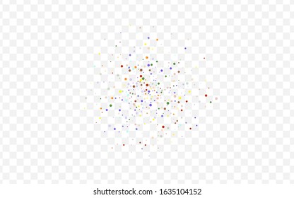 Rainbow Top Shine Postcard. White Independence Confetti Card. Decoration Round Pattern. Colorful Dust Carnival Design.