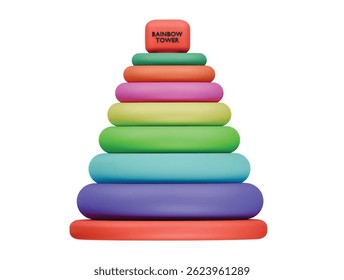  rainbow tower icon 3d illustration render