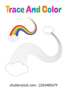 Rainbow tracing worksheet for kids