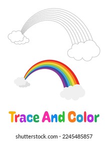 Rainbow tracing worksheet for kids