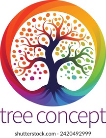 A rainbow tree abstract stylised mutli color concept design icon