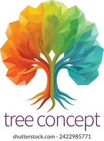 A rainbow tree abstract stylised mutli color concept design icon