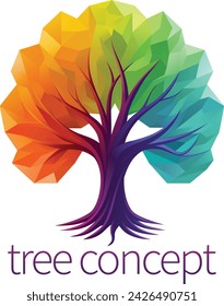 A rainbow tree abstract stylised mutli color concept design icon