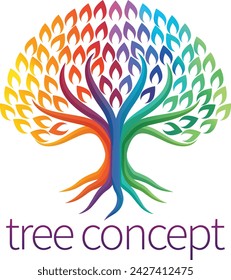 A rainbow tree abstract stylised mutli color concept design icon