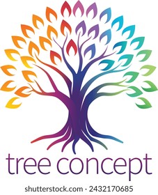 A rainbow tree abstract stylised mutli color concept design icon