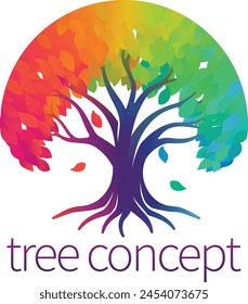 A rainbow tree abstract stylised mutli color concept design icon