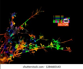 Rainbow tree branches with leaves