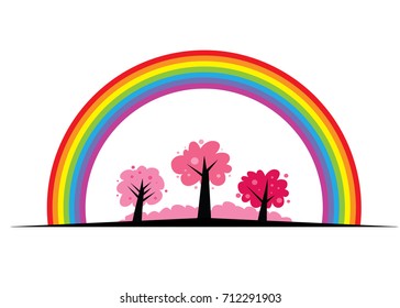 rainbow and trees