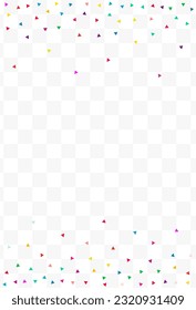 Rainbow Triangle Festive Vector Transparent Background. Carnival Shapes Background. Independence Geometric Texture. Falling Elements Carnaval Banner.
