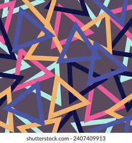 rainbow triangle seamless pattern with grunge effect Chaotic guys repeated backdrop