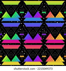 Rainbow triangle vector seamless pattern