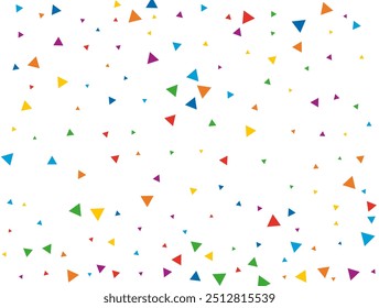 Rainbow Triangular Confetti. Confetti celebration, Falling rainbow abstract decoration for party, birthday celebrate, anniversary or event, festive. Festival decor. Vector illustration