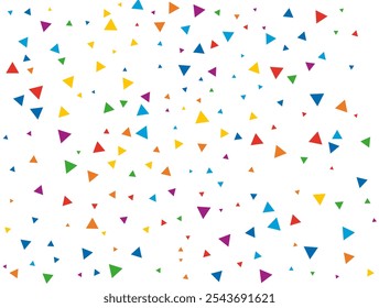 Rainbow Triangular Confetti. Confetti celebration, Falling rainbow abstract decoration for party, birthday celebrate, anniversary or event, festive. Festival decor. Vector illustration