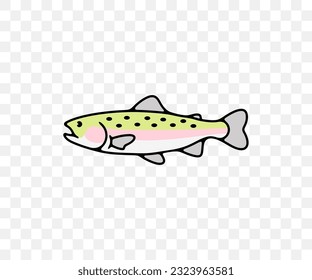 Rainbow trout, trout, fish, animal, fishing and nature, colored graphic design. Food, meal, seafood, fishery, cutthroat and aquaculture, vector design and illustration