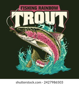 Rainbow Trout Fish Shirt Design Vintage