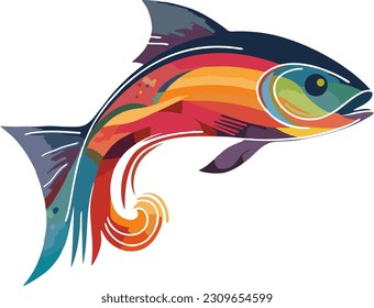 Pescado de trucha arcoiris, ilustración vectorial. 