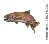 rainbow trout fishing illustration logo vector image t shirt
