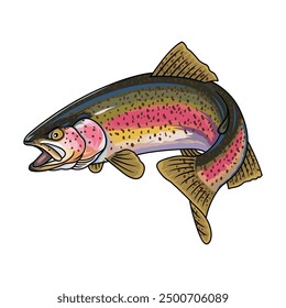 rainbow trout fishing illustration logo vector image t shirt