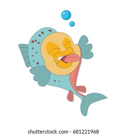 Rainbow trout funny character with tongue out. Vector happy trout mascot illustration. Great for fish or fishing festival as a mascot. 